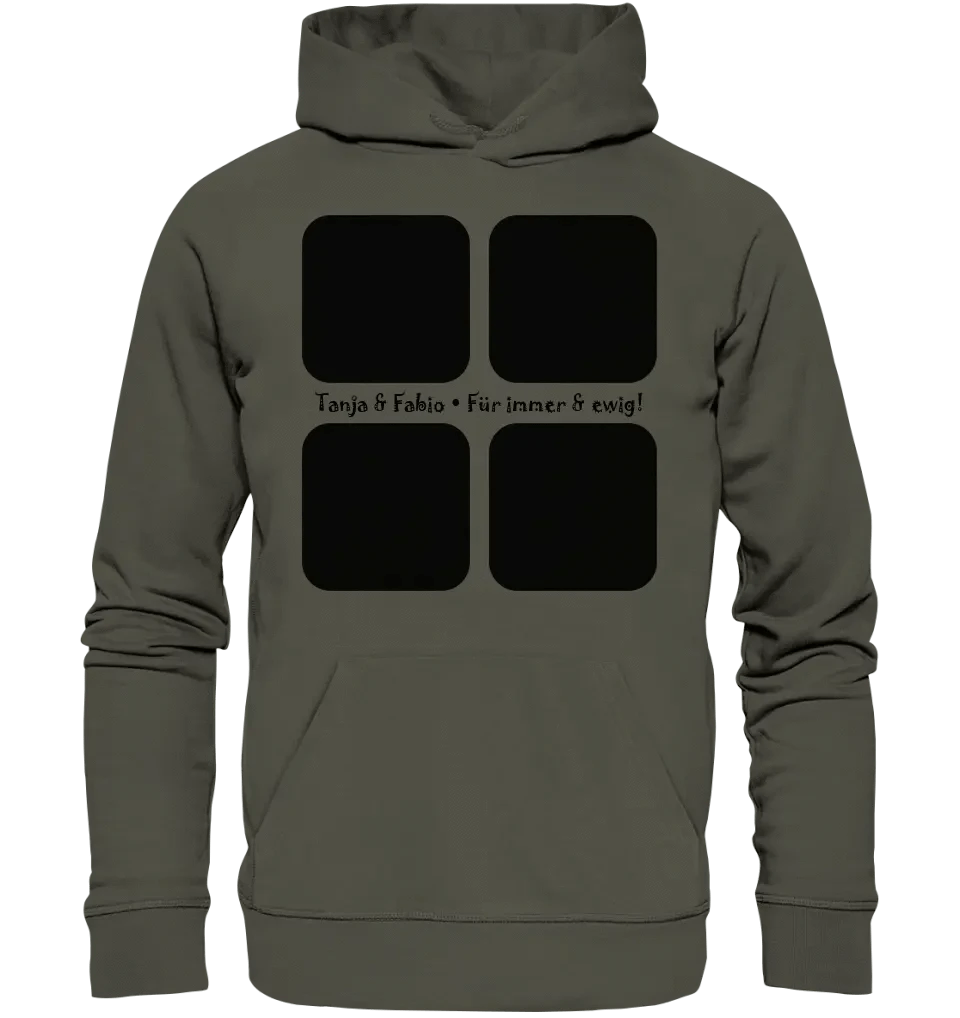 4 Fotos mit Text • Fotogeschenk • Unisex Premium Hoodie XS-5XL aus Bio-Baumwolle für Damen & Herren • Exklusivdesign • personalisiert