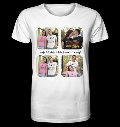 4 Fotos mit Text • Fotogeschenk • Unisex Premium T-Shirt XS-5XL aus Bio-Baumwolle für Damen & Herren • Exklusivdesign • personalisiert