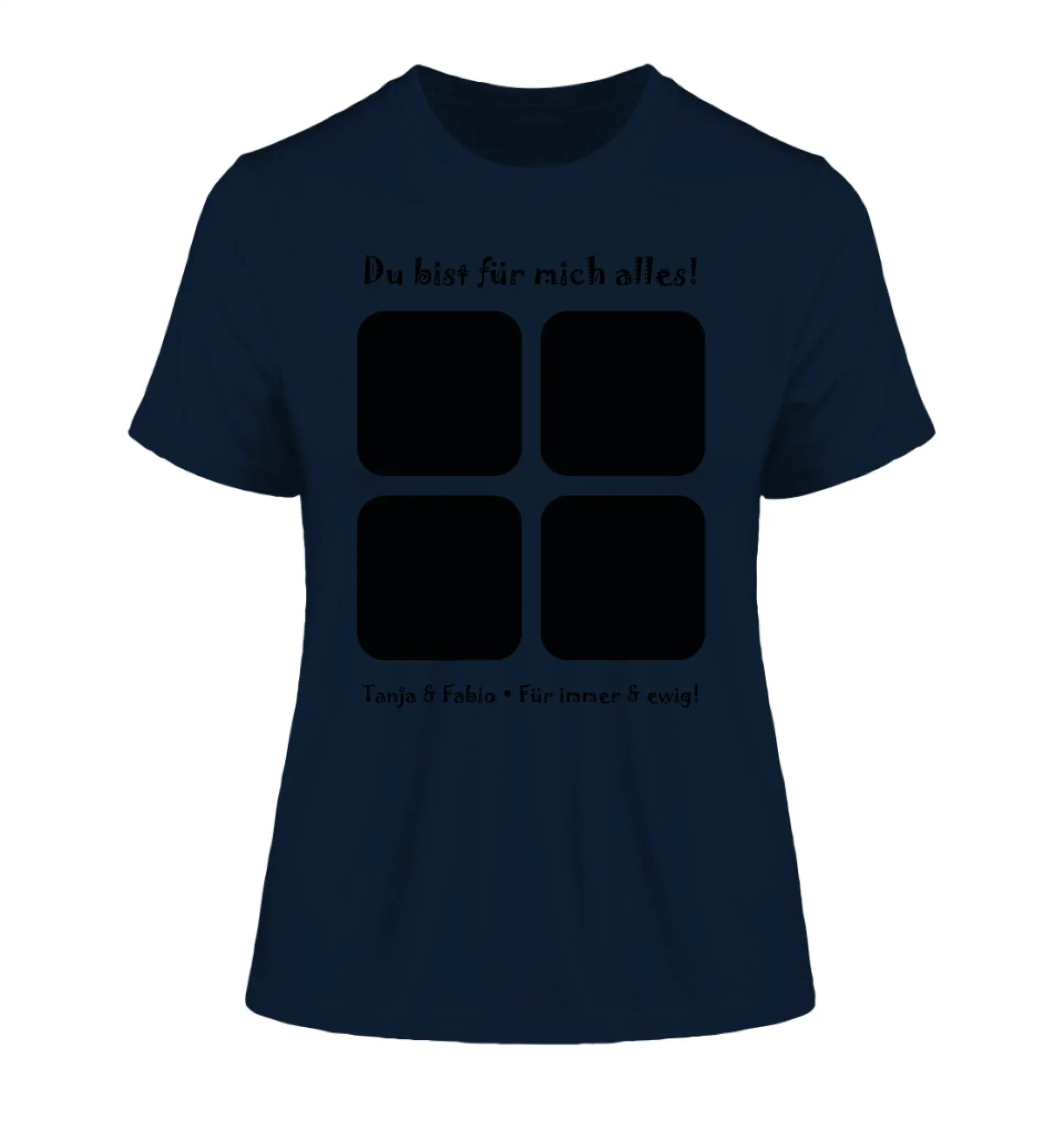 4-Bilder-Motiv mit deinem Foto und Wunschtext • 4er Collage (personalisierbare Fotomotive) - Damen T-Shirt (Fitted)