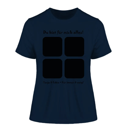 4-Bilder-Motiv mit deinem Foto und Wunschtext • 4er Collage (personalisierbare Fotomotive) - Damen T-Shirt (Fitted)