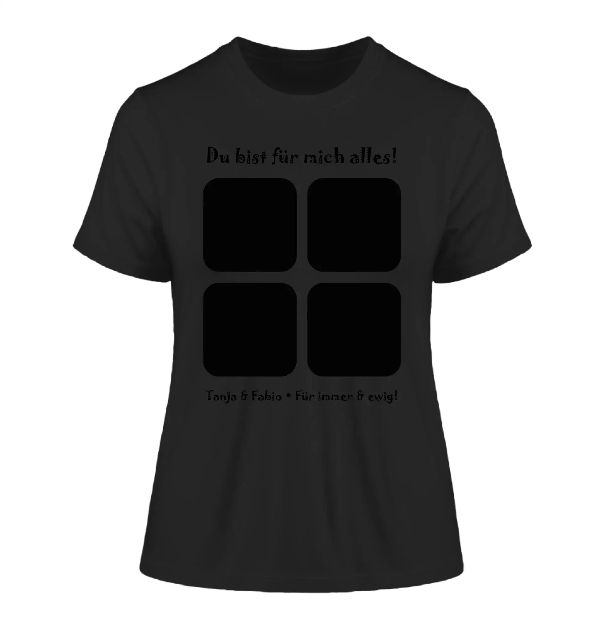 4-Bilder-Motiv mit deinem Foto und Wunschtext • 4er Collage (personalisierbare Fotomotive) - Damen T-Shirt (Fitted)