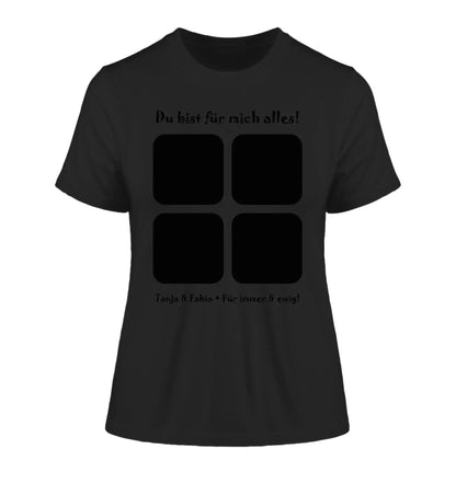 4-Bilder-Motiv mit deinem Foto und Wunschtext • 4er Collage (personalisierbare Fotomotive) - Damen T-Shirt (Fitted)