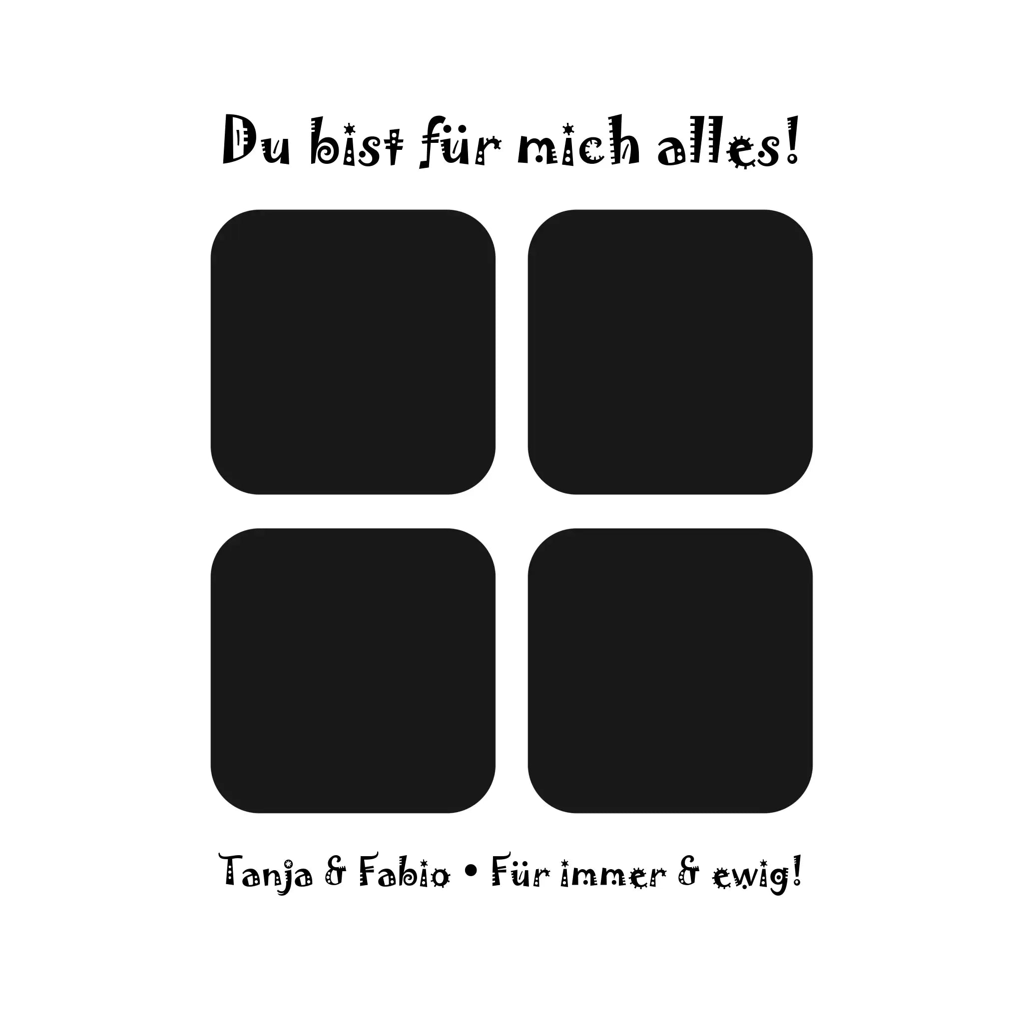 4-Bilder-Motiv mit deinem Foto und Wunschtext • 4er Collage (personalisierbare Fotomotive) - Sticker 20x20 cm