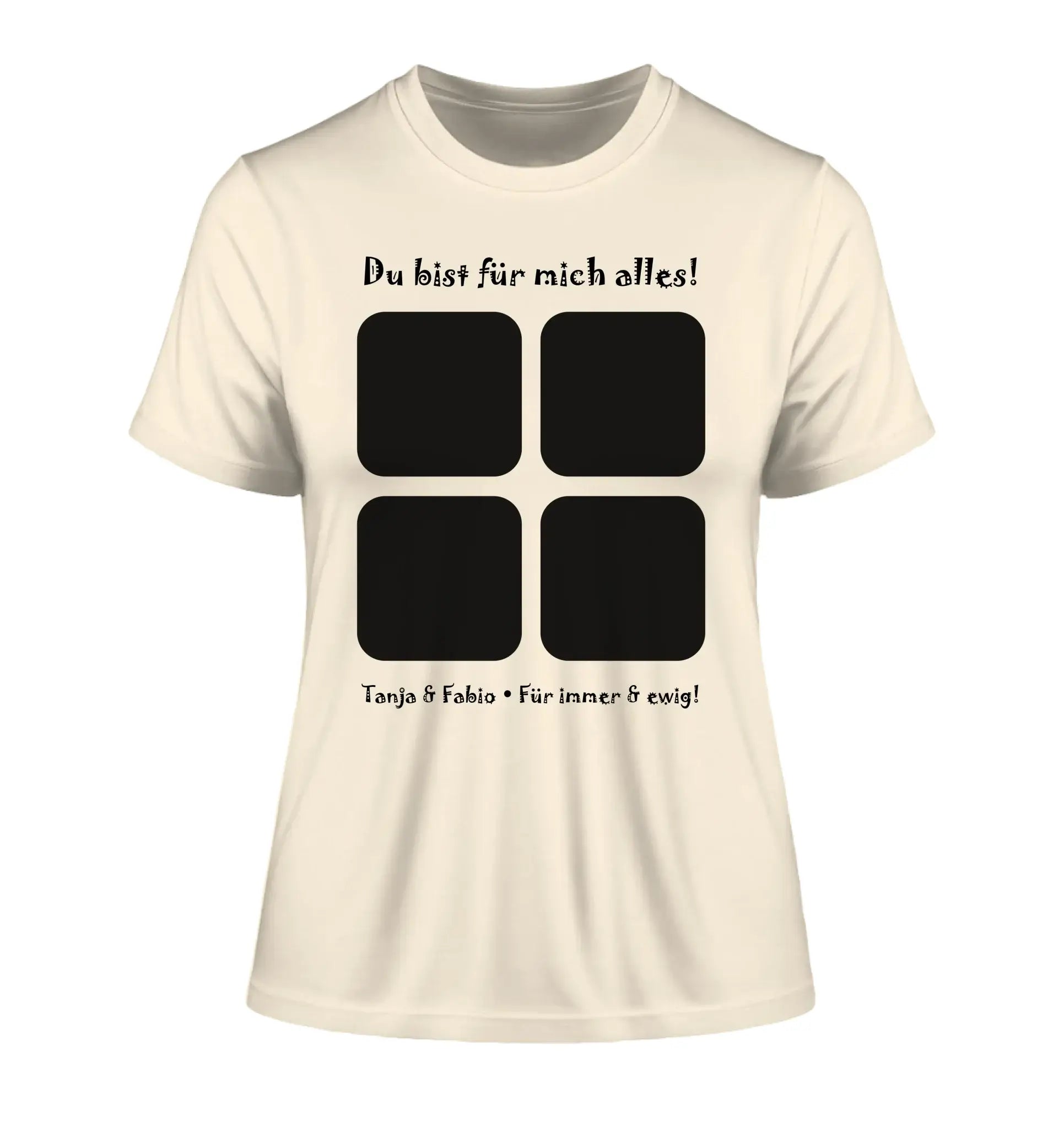 4-Bilder-Motiv mit deinem Foto und Wunschtext • 4er Collage (personalisierbare Fotomotive) - Damen T-Shirt (Fitted)