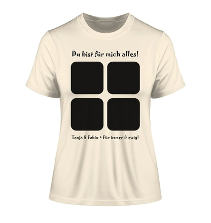 4-Bilder-Motiv mit deinem Foto und Wunschtext • 4er Collage (personalisierbare Fotomotive) - Damen T-Shirt (Fitted)