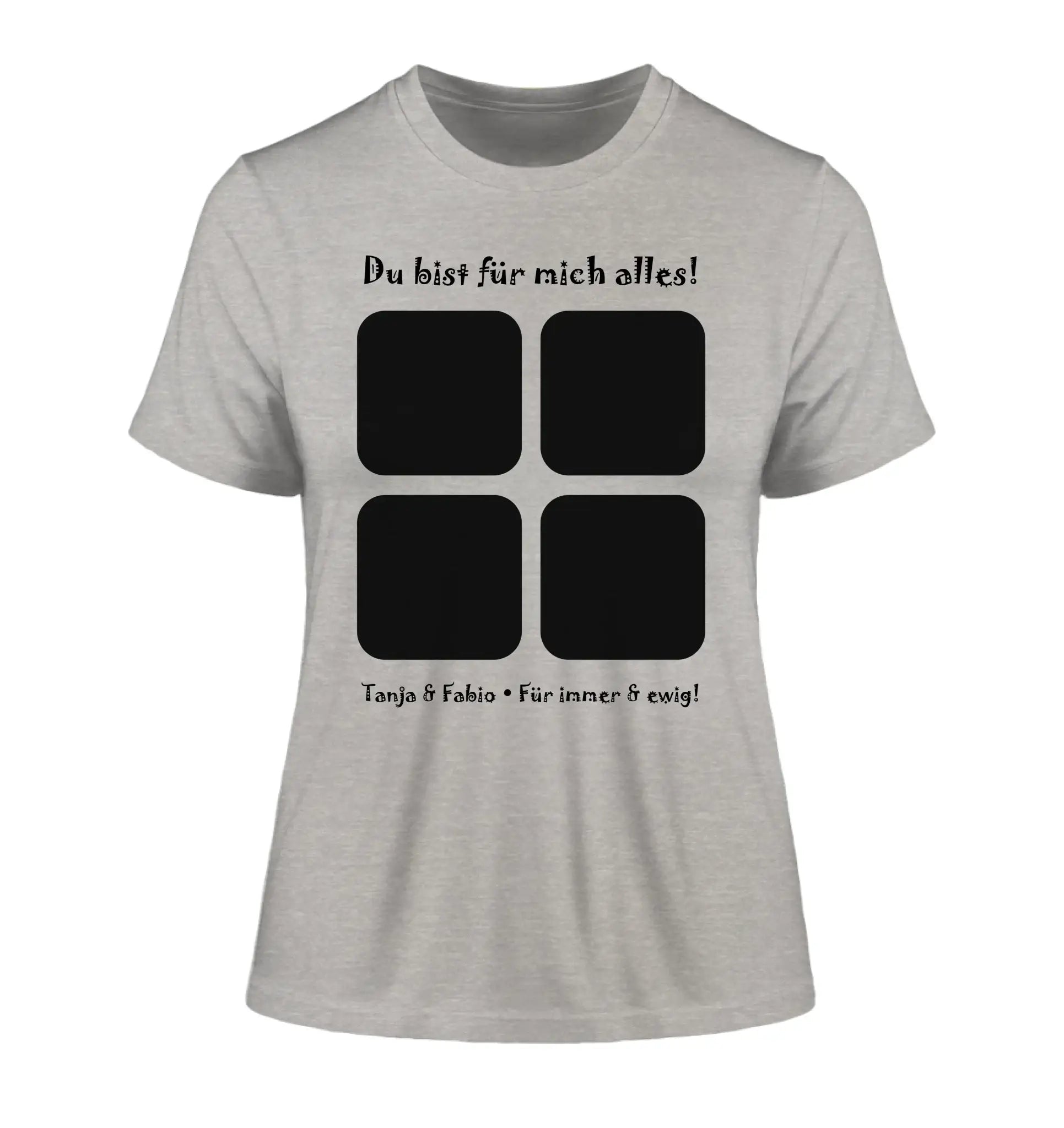 4-Bilder-Motiv mit deinem Foto und Wunschtext • 4er Collage (personalisierbare Fotomotive) - Damen T-Shirt (Fitted)