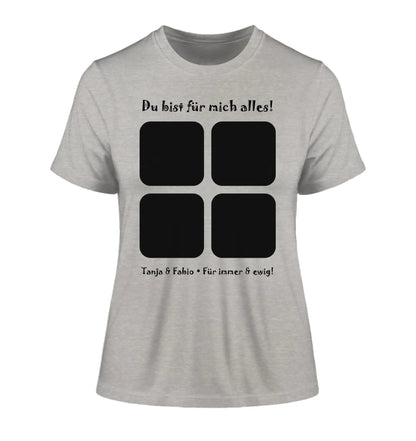 4-Bilder-Motiv mit deinem Foto und Wunschtext • 4er Collage (personalisierbare Fotomotive) - Damen T-Shirt (Fitted)