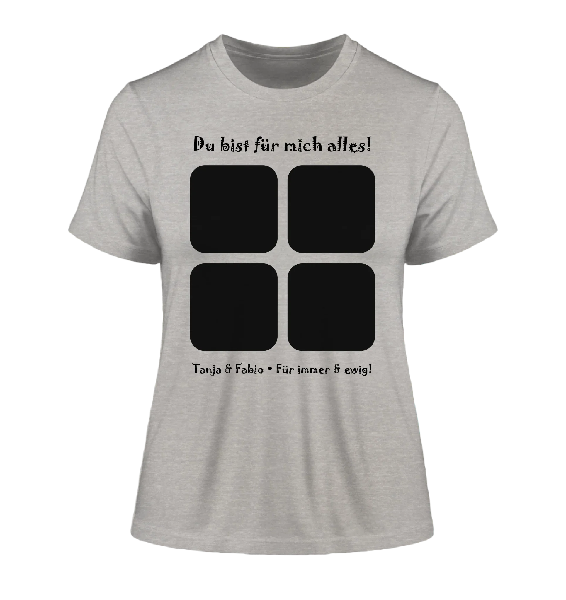 4-Bilder-Motiv mit deinem Foto und Wunschtext • Collage (personalisierbare Fotomotive) - Damen T-Shirt (Fitted) • Bio