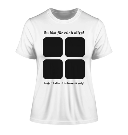 4-Bilder-Motiv mit deinem Foto und Wunschtext • Collage (personalisierbare Fotomotive) - Damen T-Shirt (Fitted) • Bio