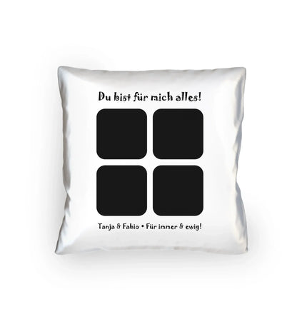 4-Bilder-Motiv mit deinem Foto und Wunschtext • Collage (personalisierbare Fotomotive) - Kissen 40x40 cm / White