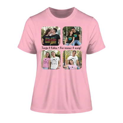 4 Fotos mit Text • Fotogeschenk • Ladies Premium T-Shirt XS-2XL aus Bio-Baumwolle für Damen • Exklusivdesign • personalisiert