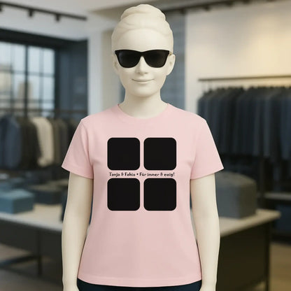4 Fotos mit Text • Fotogeschenk • Ladies Premium T-Shirt XS-2XL aus Bio-Baumwolle für Damen • Exklusivdesign • personalisiert