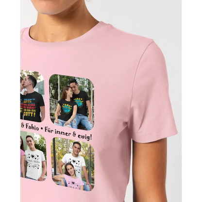4 Fotos mit Text • Fotogeschenk • Ladies Premium T-Shirt XS-2XL aus Bio-Baumwolle für Damen • Exklusivdesign • personalisiert