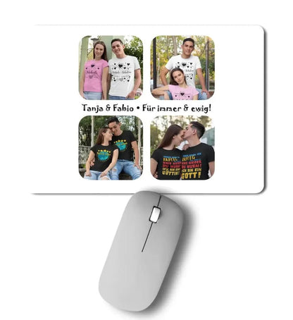 4 Fotos mit Text • Fotogeschenk • Mousepad • Exklusivdesign • personalisiert von HalloGeschenk.de