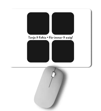 4 Fotos mit Text • Fotogeschenk • Mousepad • Exklusivdesign • personalisiert von HalloGeschenk.de