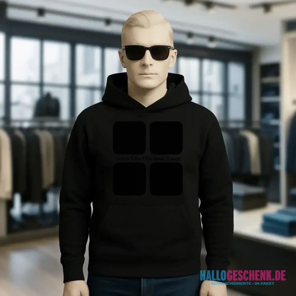 4 Fotos mit Text • Fotogeschenk • Unisex Premium Hoodie XS-5XL aus Bio-Baumwolle für Damen & Herren • Exklusivdesign • personalisiert