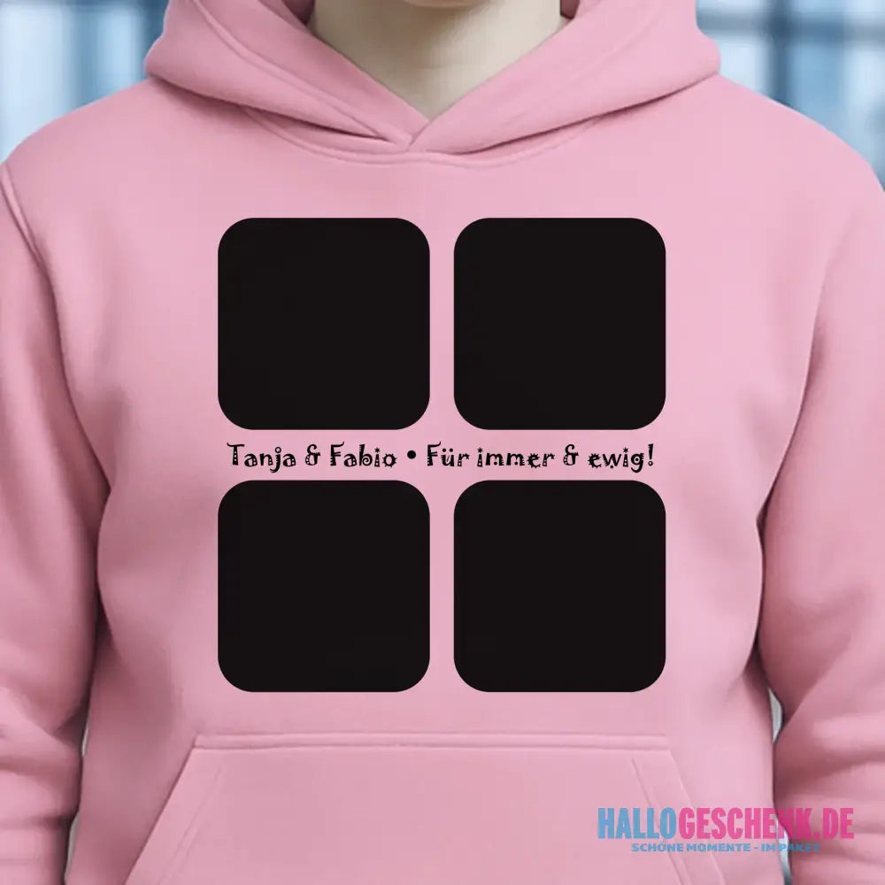 4 Fotos mit Text • Fotogeschenk • Unisex Premium Hoodie XS-5XL aus Bio-Baumwolle für Damen & Herren • Exklusivdesign • personalisiert