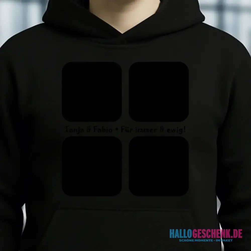 4 Fotos mit Text • Fotogeschenk • Unisex Premium Hoodie XS-5XL aus Bio-Baumwolle für Damen & Herren • Exklusivdesign • personalisiert