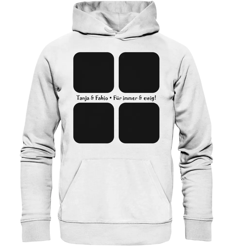 4 Fotos mit Text • Fotogeschenk • Unisex Premium Hoodie XS - 5XL aus Bio - Baumwolle für Damen & Herren • Exklusivdesign • personalisiert von HalloGeschenk.de