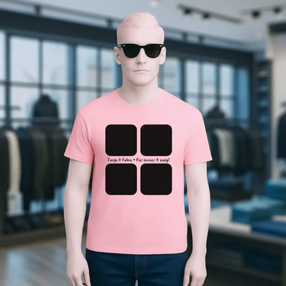 4 Fotos mit Text • Fotogeschenk • Unisex Premium T-Shirt XS-5XL aus Bio-Baumwolle für Damen & Herren • Exklusivdesign • personalisiert
