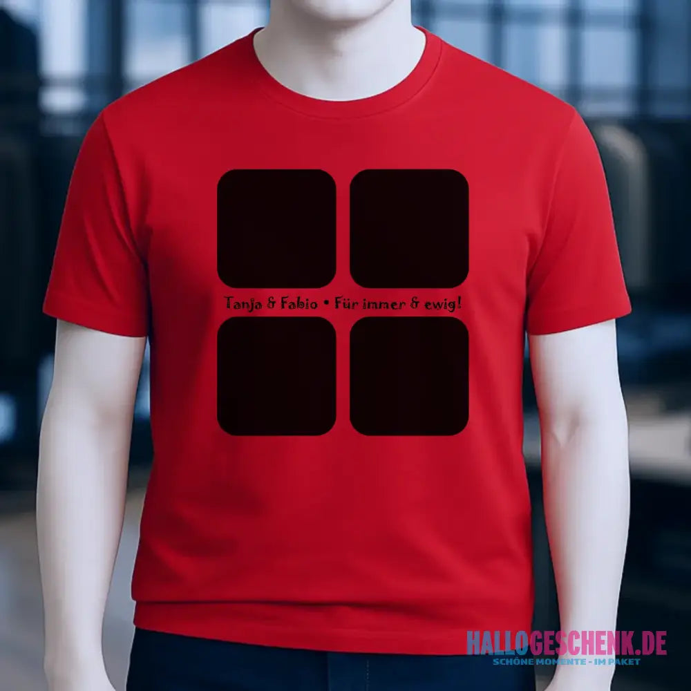 4 Fotos mit Text • Fotogeschenk • Unisex Premium T-Shirt XS-5XL aus Bio-Baumwolle für Damen & Herren • Exklusivdesign • personalisiert