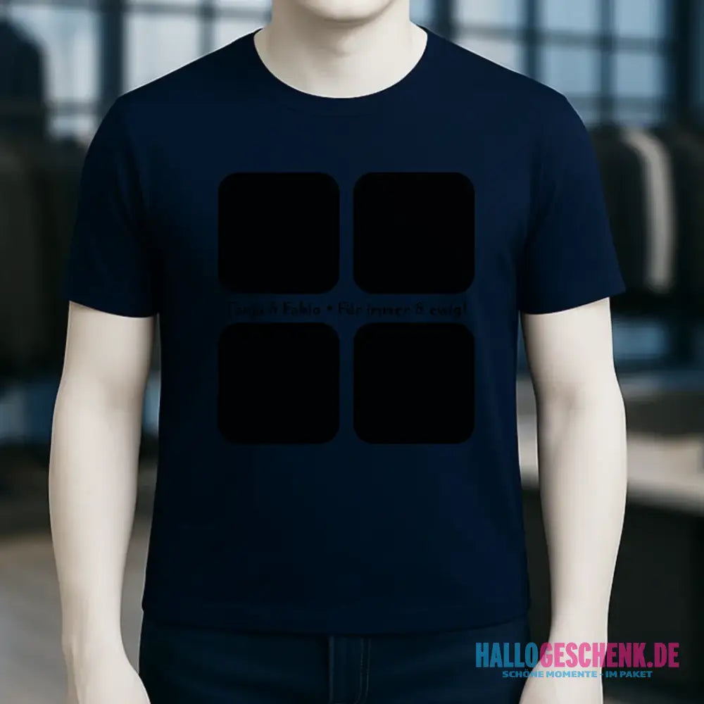 4 Fotos mit Text • Fotogeschenk • Unisex Premium T-Shirt XS-5XL aus Bio-Baumwolle für Damen & Herren • Exklusivdesign • personalisiert
