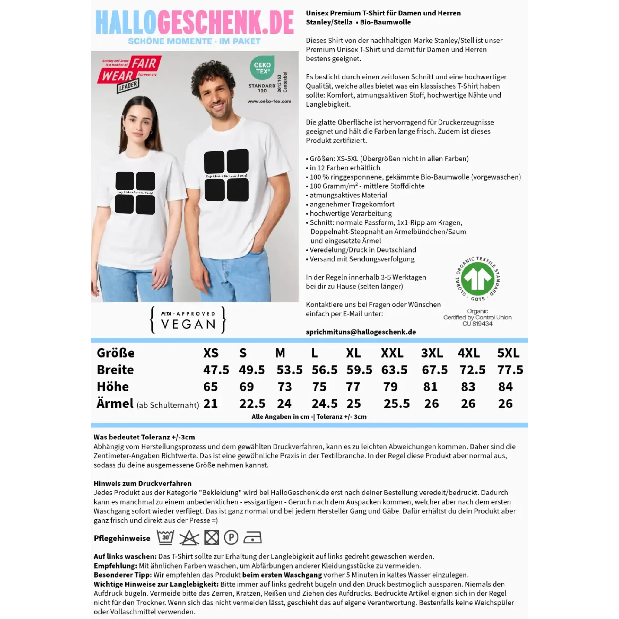4 Fotos mit Text • Fotogeschenk • Unisex Premium T-Shirt XS-5XL aus Bio-Baumwolle für Damen & Herren • Exklusivdesign • personalisiert