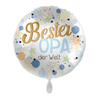 43cm silberner folie luftballon bester opa der welt mit gold und hellblauer schrift und pastellsternchen