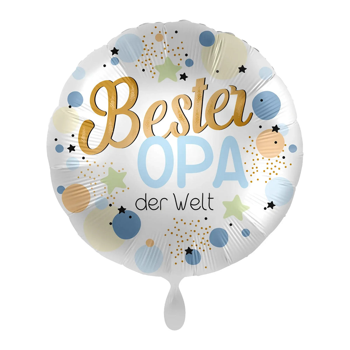 43cm silberner folie luftballon bester opa der welt mit gold und hellblauer schrift und pastellsternchen
