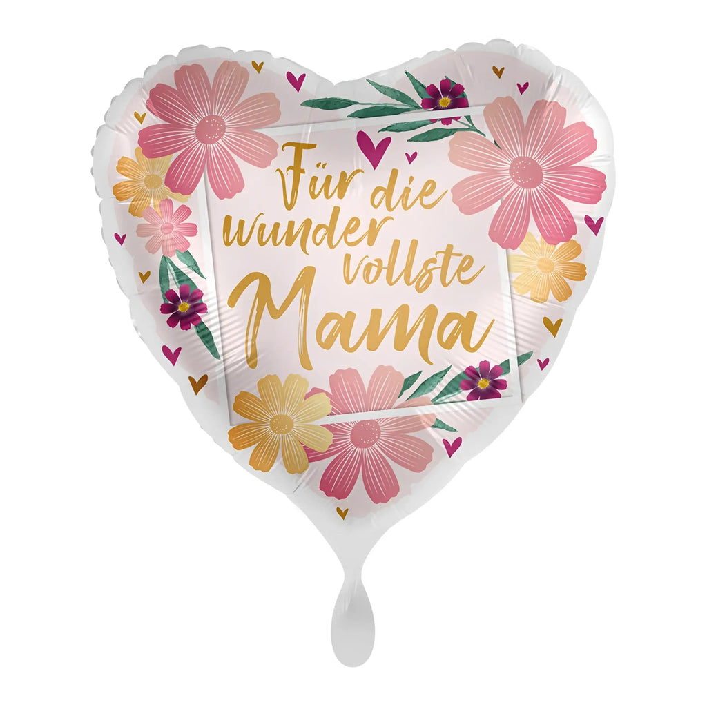 43cm herzförmiger luftballon aus weißem metall mit goldschrift für die wundervollste mama zum muttertag