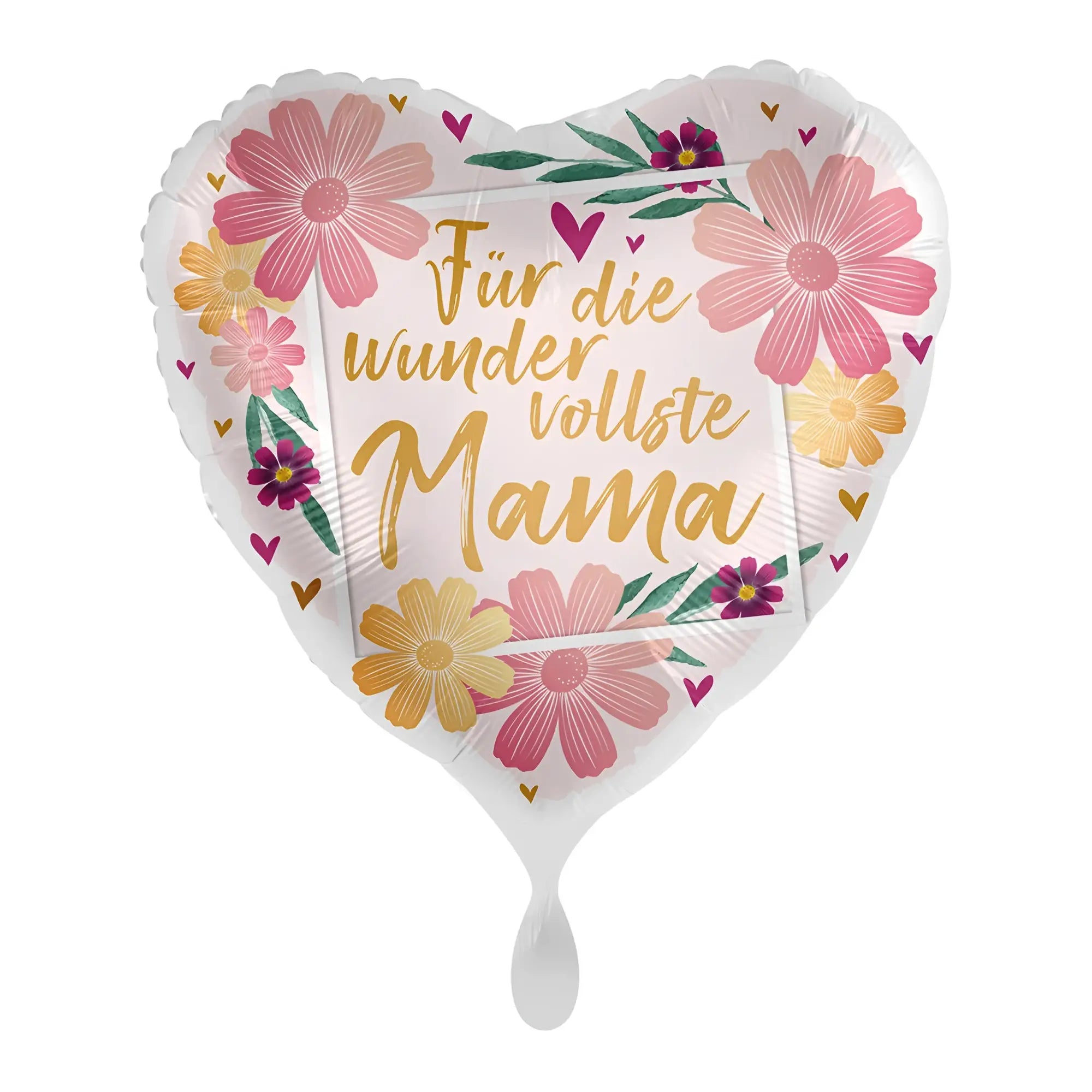 43cm herzförmiger luftballon aus weißem metall mit goldschrift für die wundervollste mama zum muttertag