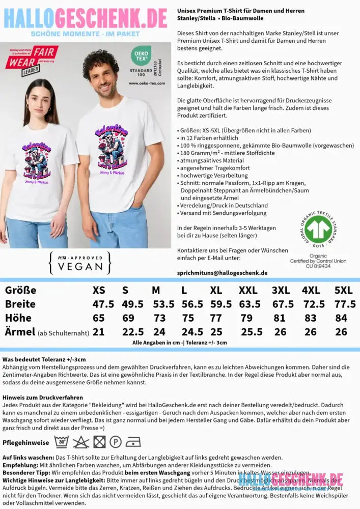 4in1-Kollektion: Valentines Skull • für Damen & Herren • Exklusivdesign • personalisiert oder ohne Personalisierung