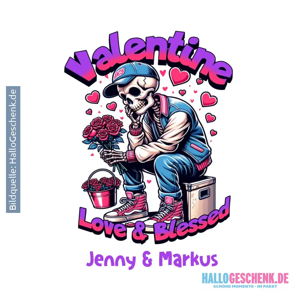 4in1-Kollektion: Valentines Skull • für Damen & Herren • Exklusivdesign • personalisiert oder ohne Personalisierung