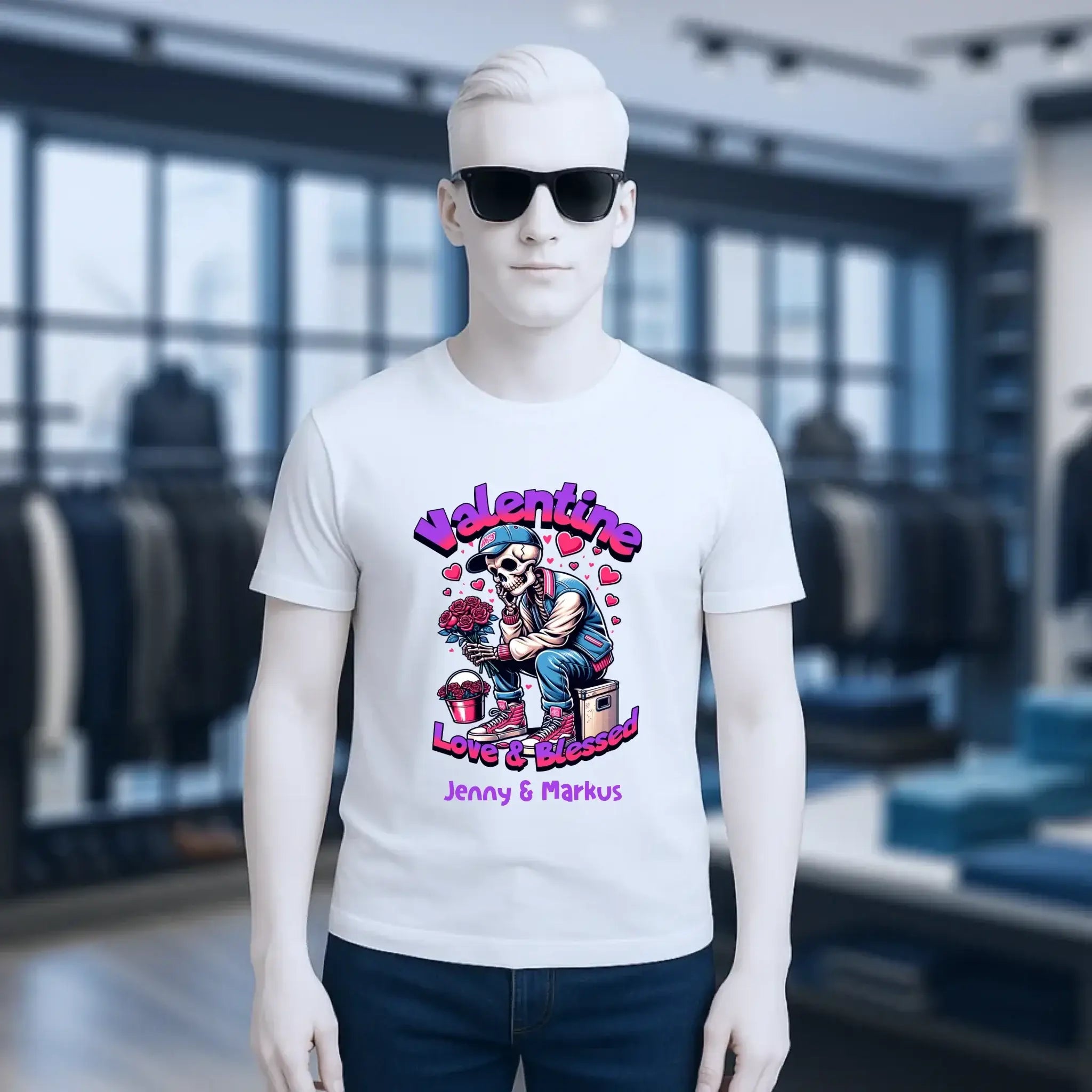 4in1-Kollektion: Valentines Skull • für Damen & Herren • Exklusivdesign • personalisiert oder ohne Personalisierung