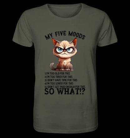 5 MOODS • Katze • Unisex Premium T-Shirt XS-5XL aus Bio-Baumwolle für Damen & Herren • Exklusivdesign • personalisiert