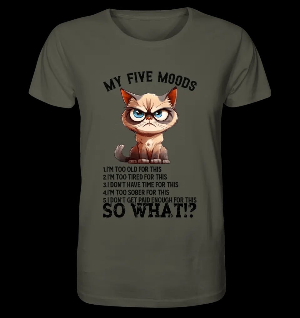 5 MOODS • Katze • Unisex Premium T-Shirt XS-5XL aus Bio-Baumwolle für Damen & Herren • Exklusivdesign • personalisiert