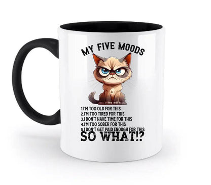 5 MOODS • Katze • zweifarbige Tasse • Exklusivdesign • personalisiert