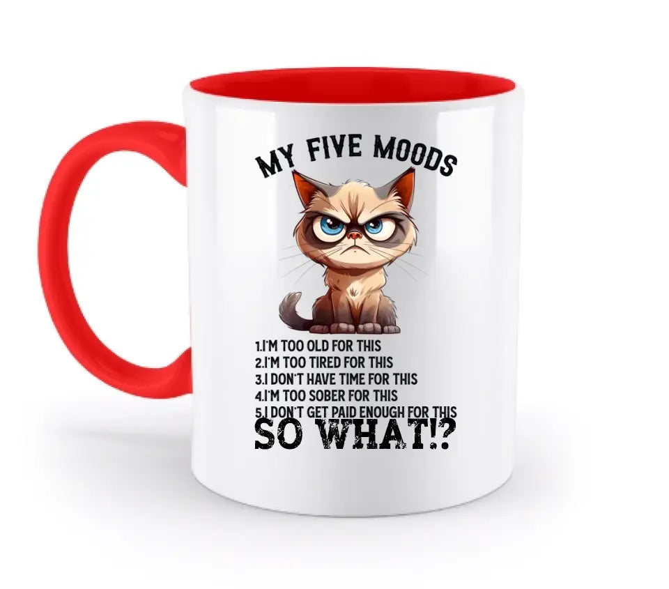 5 MOODS • Katze • zweifarbige Tasse • Exklusivdesign • personalisiert