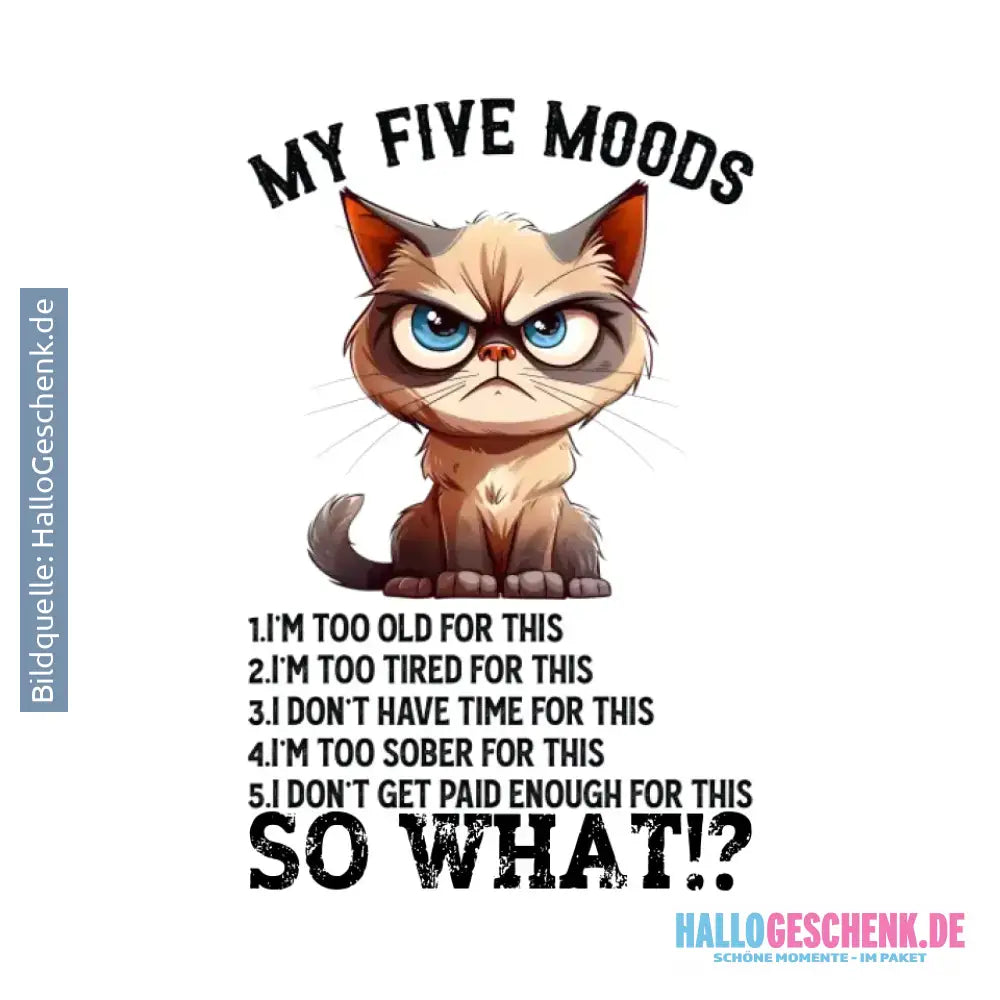 5 MOODS • Katze • STICKER 20x20 cm (Aufkleber) • personalisiert - White / OneSize / ausgestanzter Sticker 20x20 cm