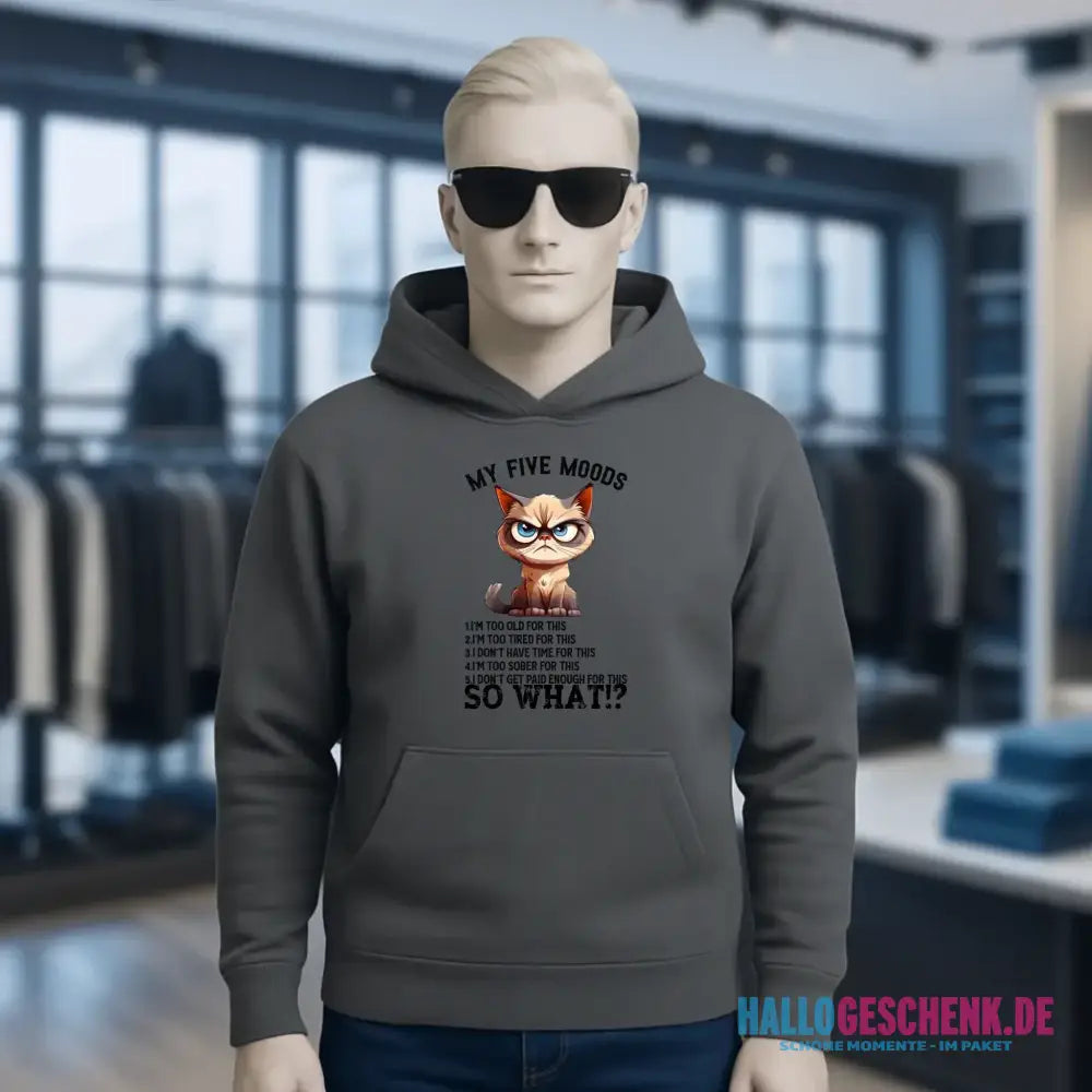 5 MOODS • Katze • Unisex Premium Hoodie XS-5XL aus Bio-Baumwolle für Damen & Herren • Exklusivdesign • personalisiert