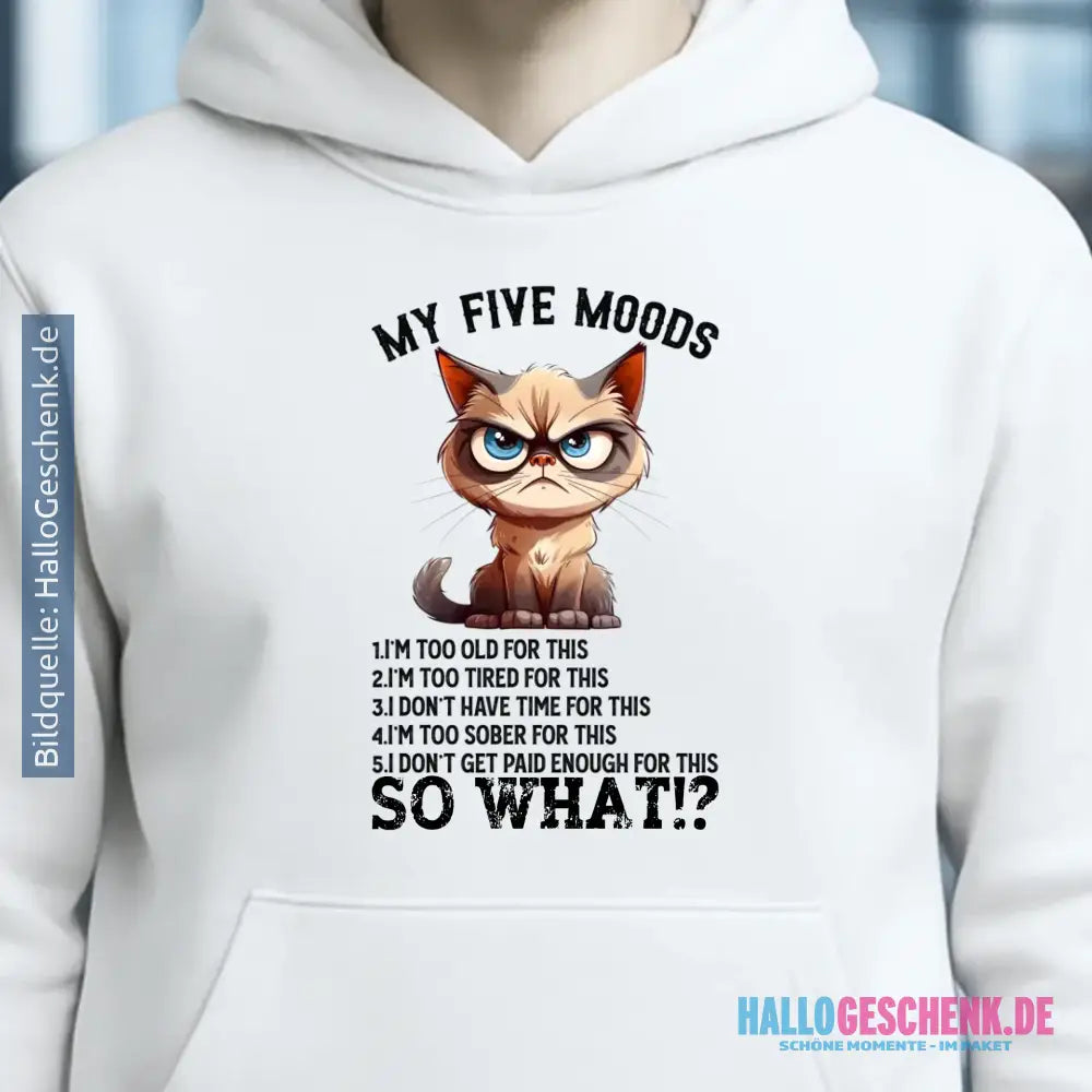5 MOODS • Katze • Unisex Premium Hoodie XS-5XL aus Bio-Baumwolle für Damen & Herren • Exklusivdesign • personalisiert