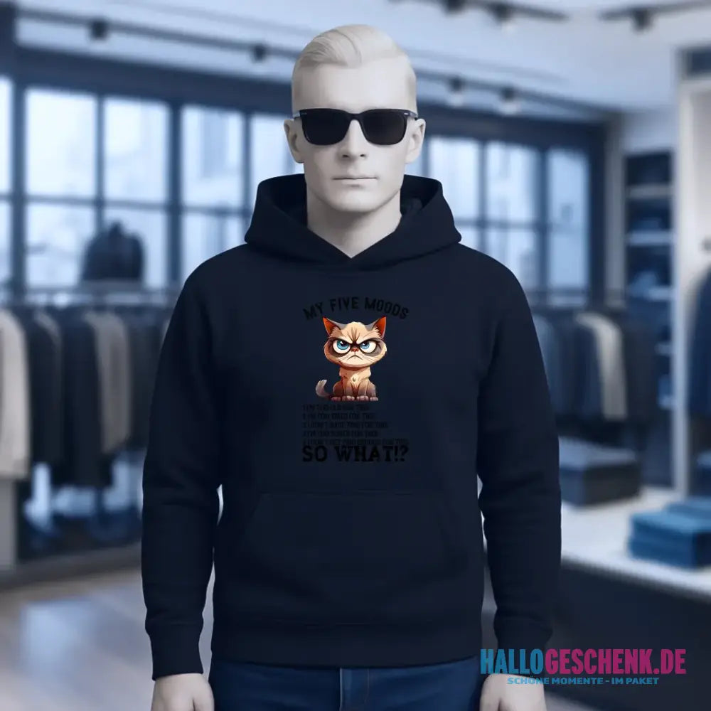 5 MOODS • Katze • Unisex Premium Hoodie XS-5XL aus Bio-Baumwolle für Damen & Herren • Exklusivdesign • personalisiert