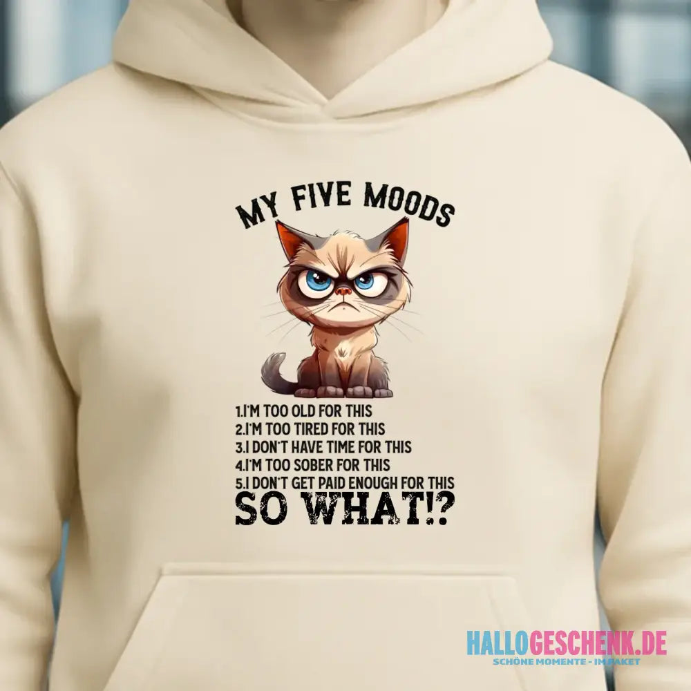 5 MOODS • Katze • Unisex Premium Hoodie XS-5XL aus Bio-Baumwolle für Damen & Herren • Exklusivdesign • personalisiert