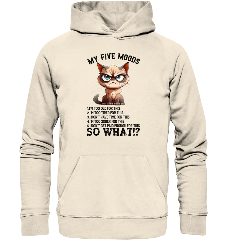 5 MOODS • Katze • Unisex Premium Hoodie XS - 5XL aus Bio - Baumwolle für Damen & Herren • Exklusivdesign • personalisiert - HalloGeschenk.de