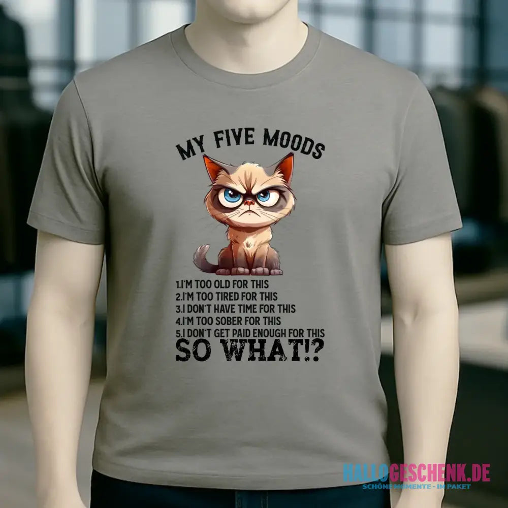 5 MOODS • Katze • Unisex Premium T-Shirt XS-5XL aus Bio-Baumwolle für Damen & Herren • Exklusivdesign • personalisiert