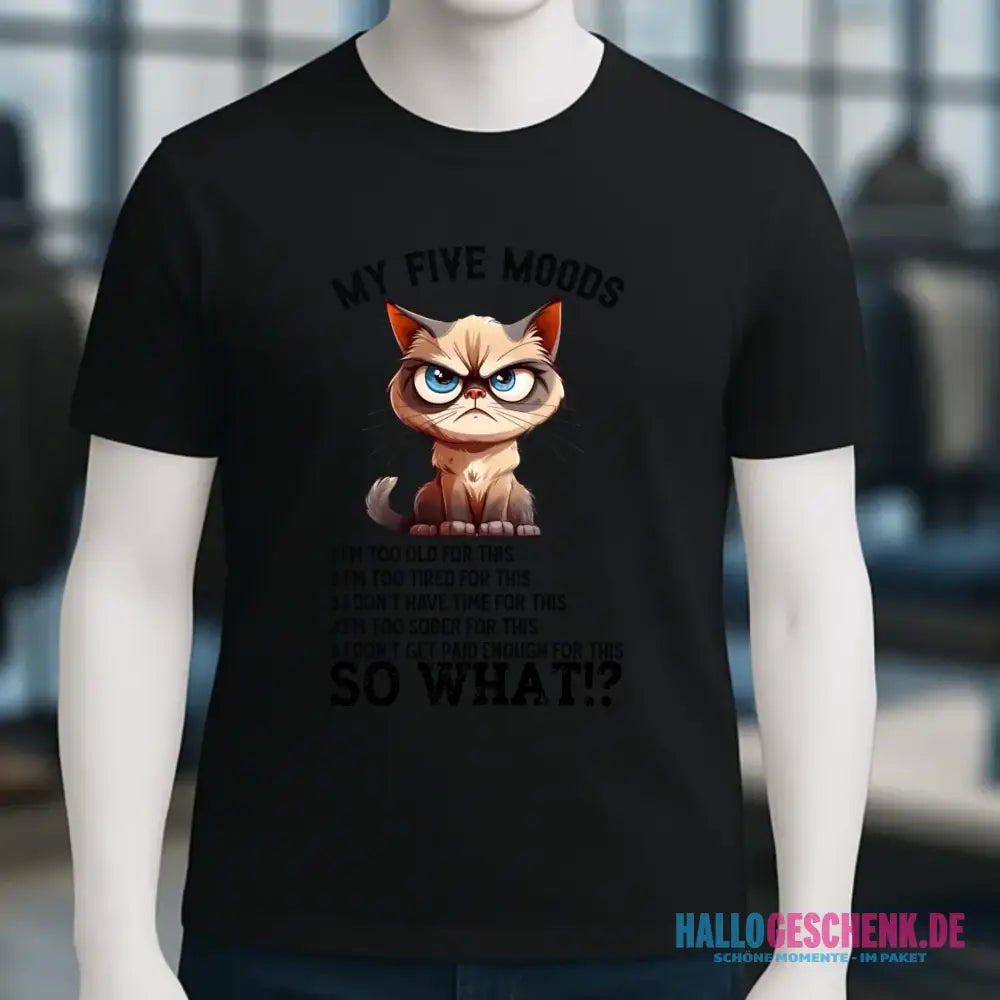 5 MOODS • Katze • Unisex Premium T-Shirt XS-5XL aus Bio-Baumwolle für Damen & Herren • Exklusivdesign • personalisiert