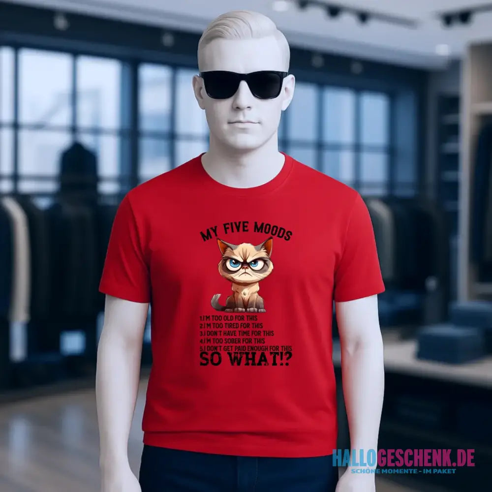 5 MOODS • Katze • Unisex Premium T-Shirt XS-5XL aus Bio-Baumwolle für Damen & Herren • Exklusivdesign • personalisiert