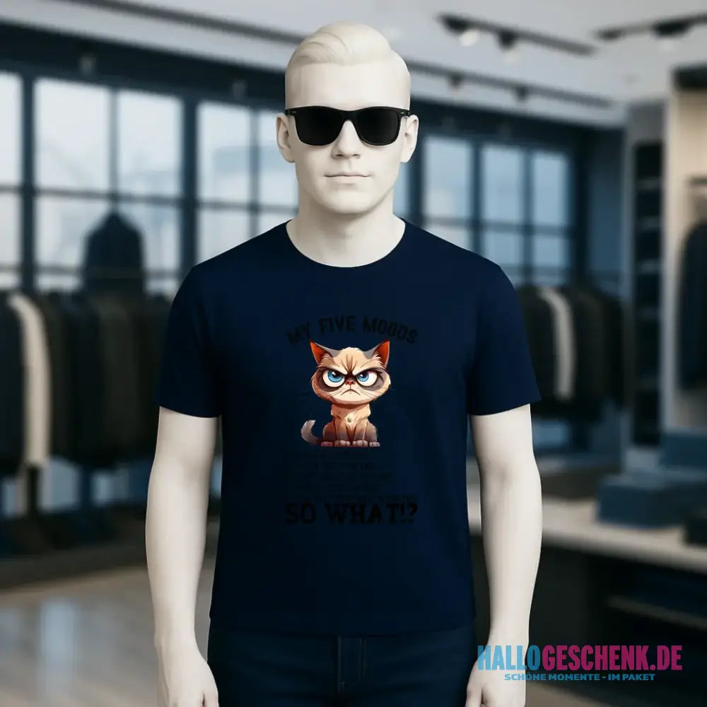 5 MOODS • Katze • Unisex Premium T-Shirt XS-5XL aus Bio-Baumwolle für Damen & Herren • Exklusivdesign • personalisiert