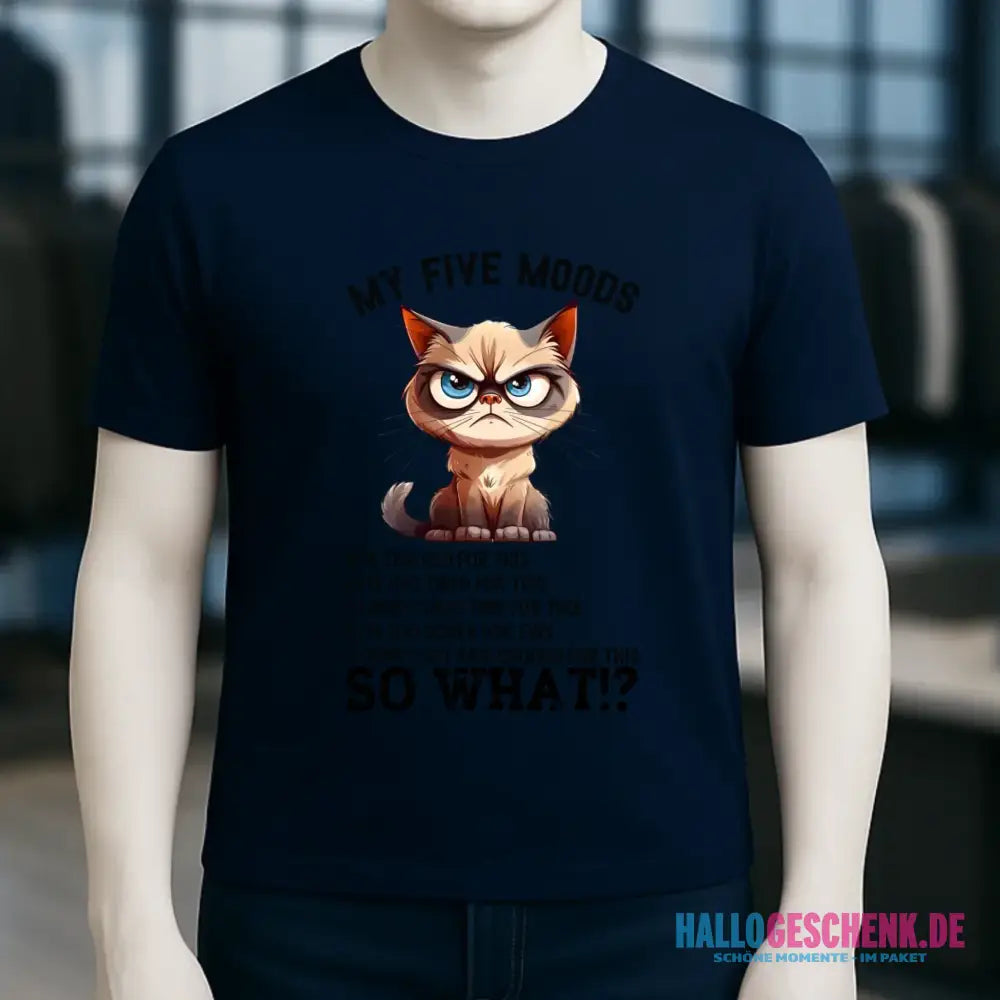 5 MOODS • Katze • Unisex Premium T-Shirt XS-5XL aus Bio-Baumwolle für Damen & Herren • Exklusivdesign • personalisiert
