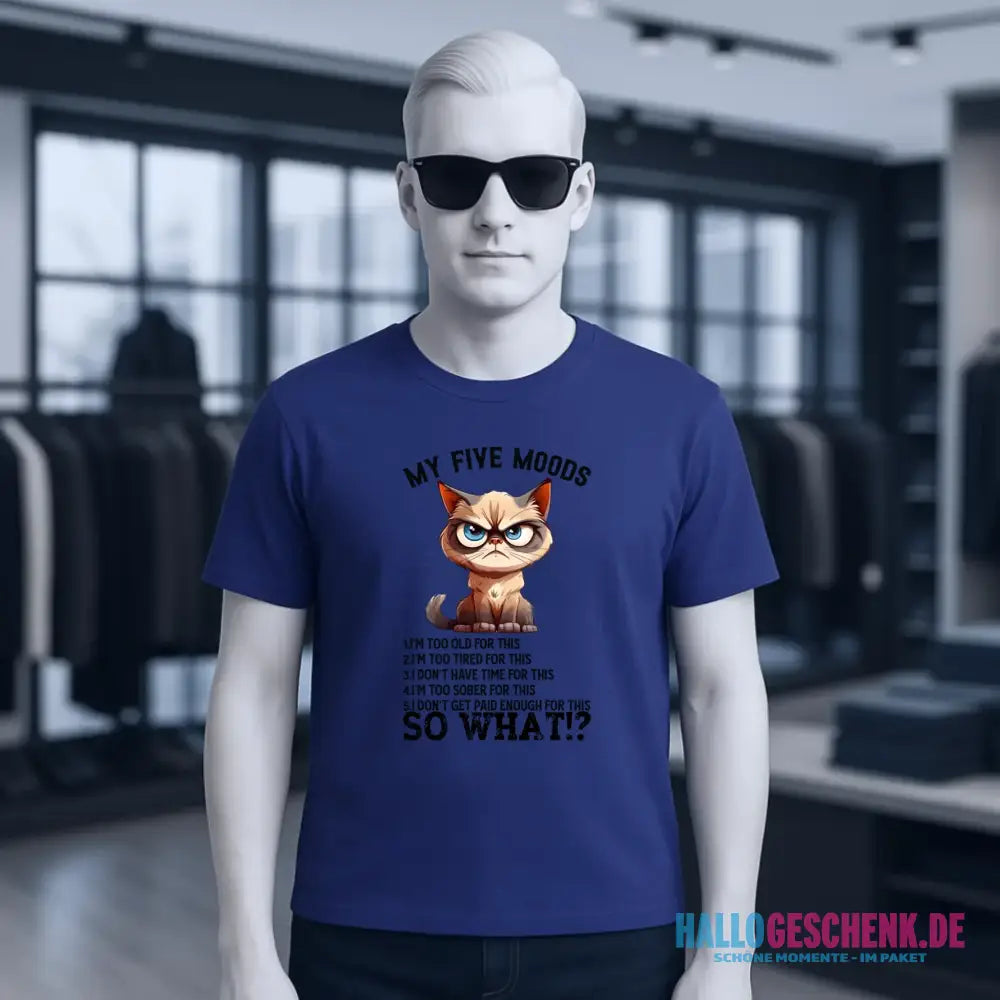 5 MOODS • Katze • Unisex Premium T-Shirt XS-5XL aus Bio-Baumwolle für Damen & Herren • Exklusivdesign • personalisiert